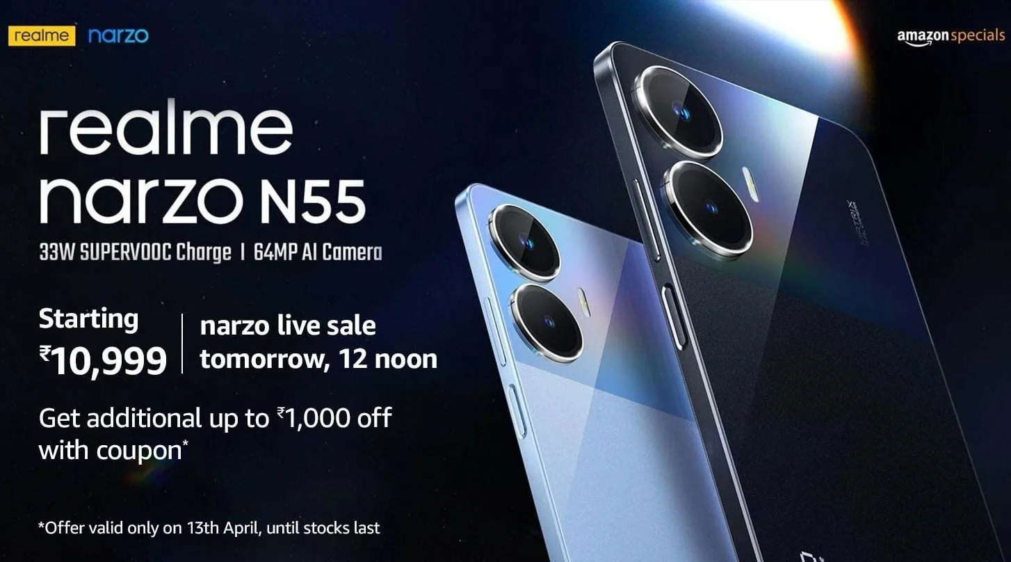 You are currently viewing Realme narzo N55: Powerful Smartphone with 6GB RAM and 5000mAh Battery, Starting at Rs. 10,999