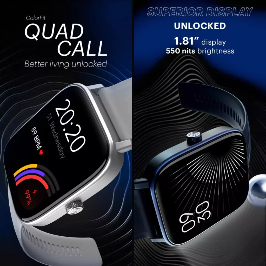 Noise Colorfit Quad Call Smartwatch specifications 