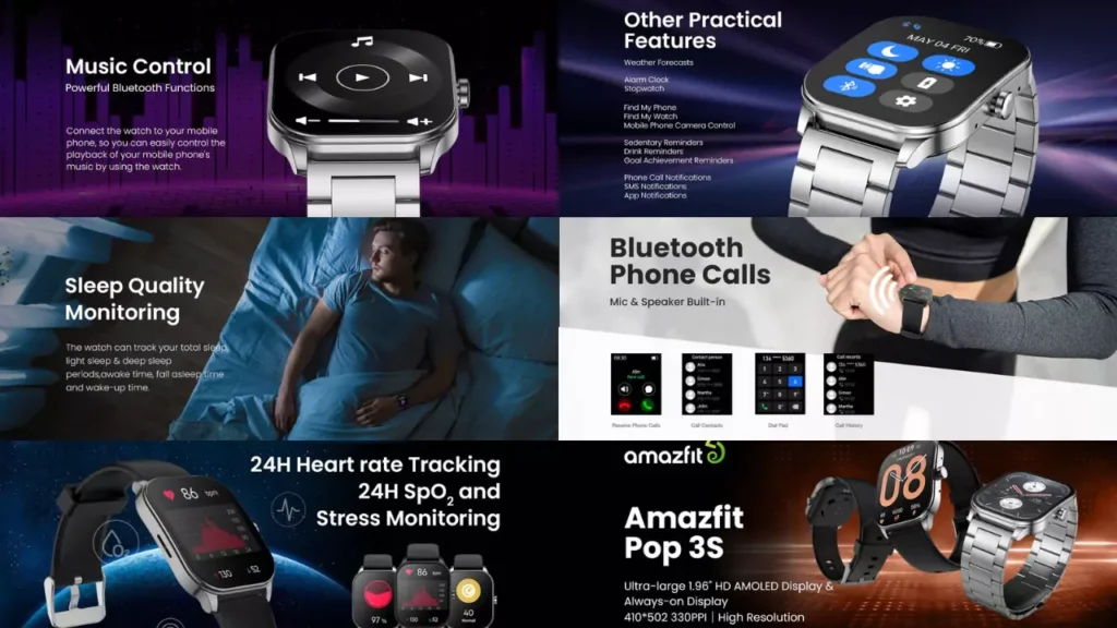 Amazfit Pop 3S Smartwatch features 